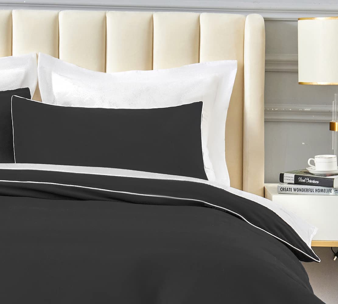 DAUAOTO Black Queen Bedding Set - Duvet Cover & Pillow Shams for Halloween Decor