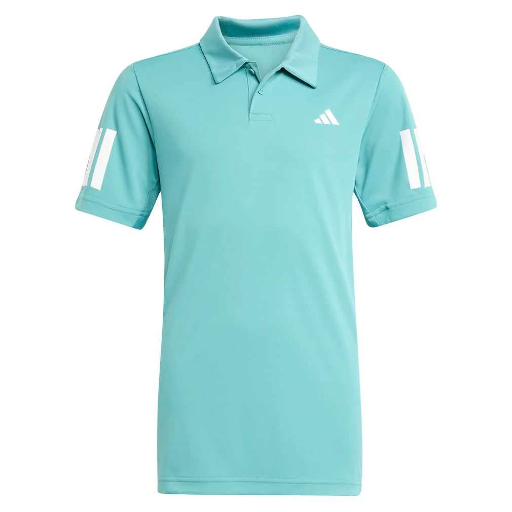 Boys' Club 3 Stripe Tennis Polo Shirt - Powder Teal Color | Comfortable & Stylish Kids' Athletic Top for Tennis, Golf & Casual Wear