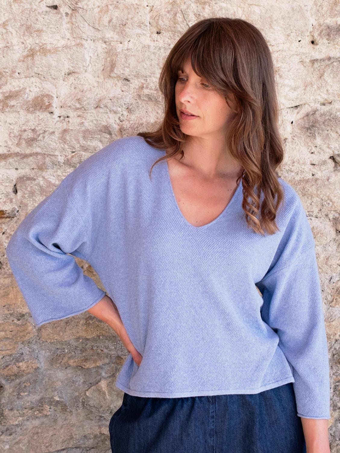 Jody Women's Cotton Relaxed Jumper Dress - Soft Blue Melange Casual Wear for Everyday Comfort | Perfect for Work, Weekend Outings & Relaxing at Home