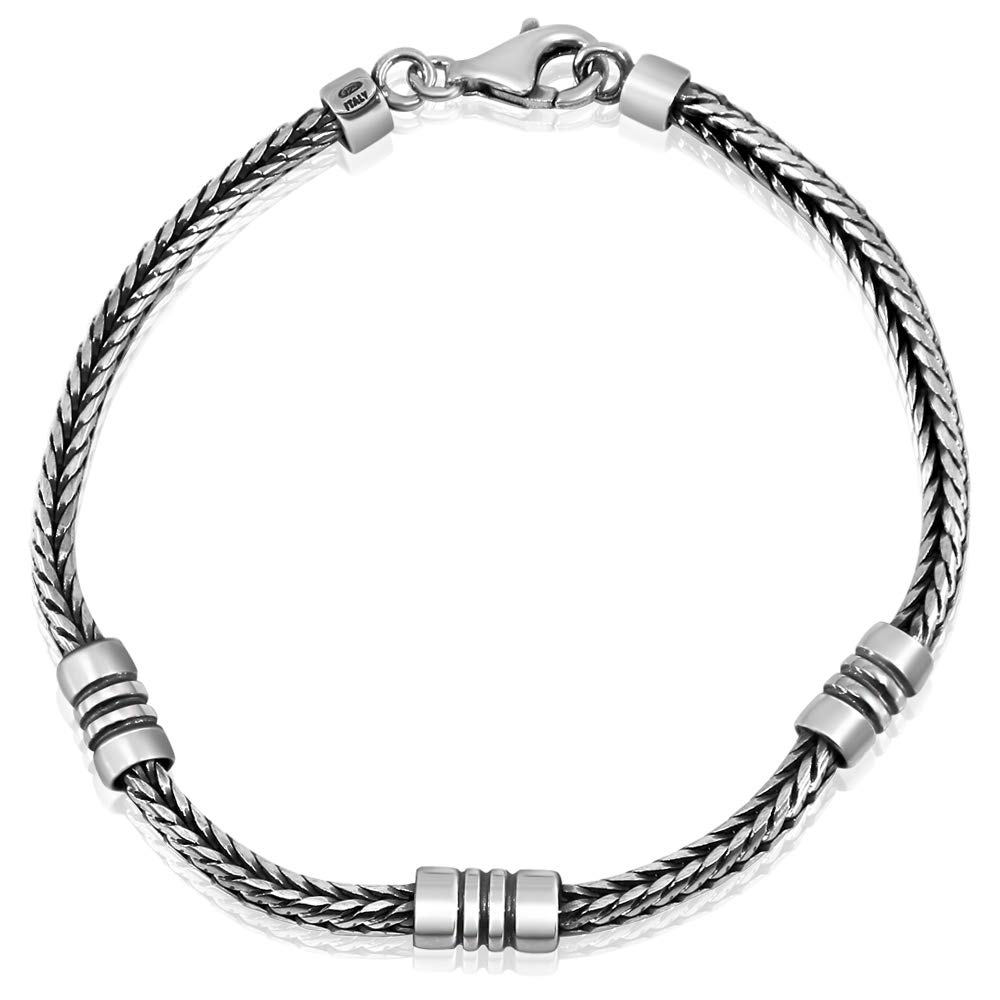 VY JEWELRY Capri Breeze Italian 925 Sterling Silver Men's Bracelet - Adjustable Sizes 7-10 Inches - Perfect for Gifts, Weddings & Everyday Wear