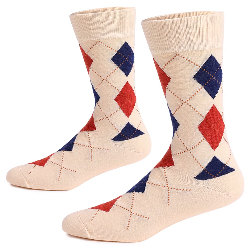 DRASEX Men's Dress Socks - Colorful Cotton Crew Socks with Fun Patterns for Business & Casual Wear - Perfect for Office, Parties & Everyday Comfort