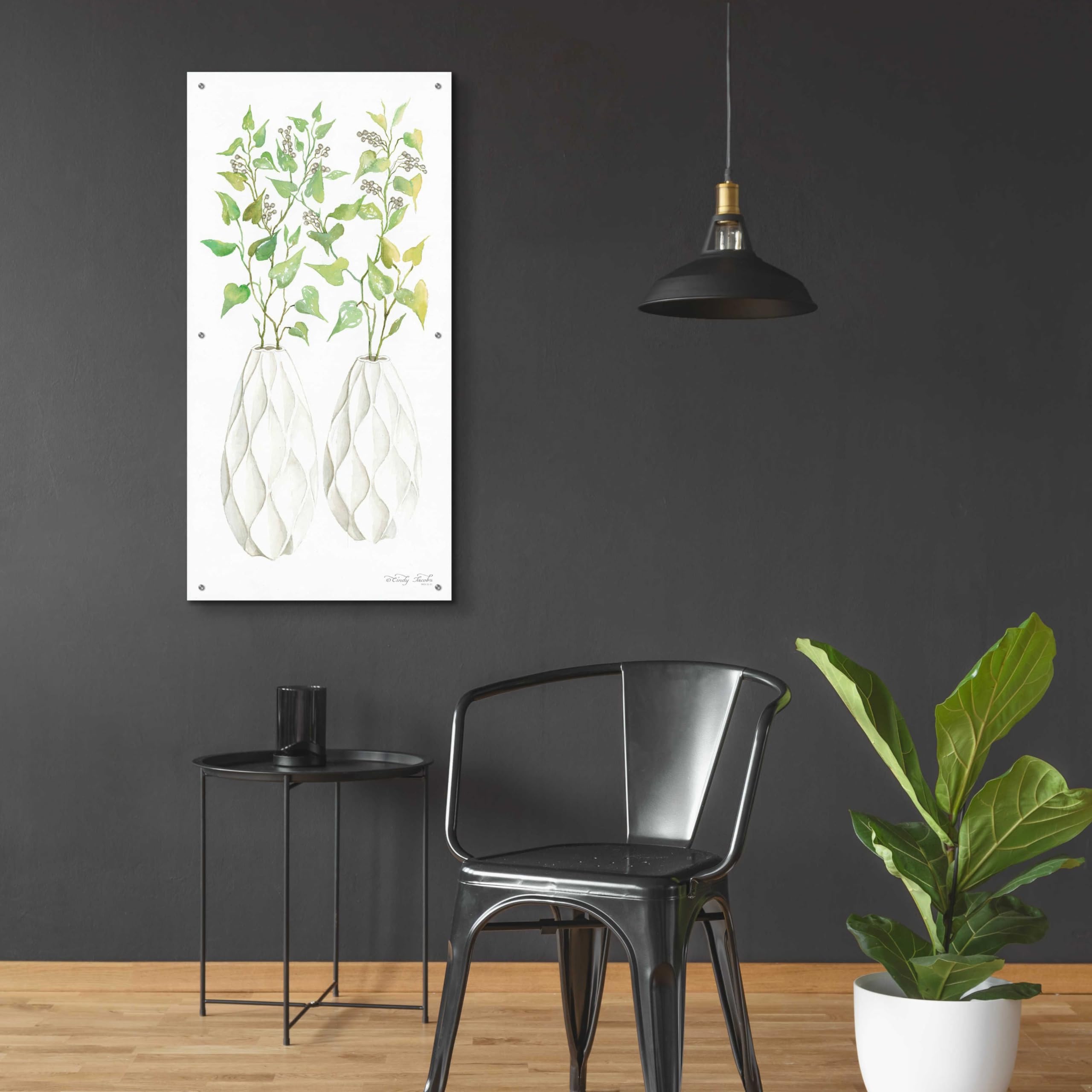 Geometric Vase II Acrylic Glass Wall Art by Cindy Jacobs - 24x48 Inches Modern Home Decor for Living Room, Bedroom & Office