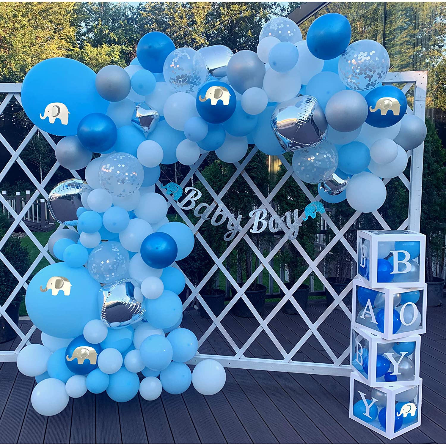 It's a Boy Balloon Garland Kit - Baby Shower Decorations Set with Baby Box for Gender Reveal Party & Nursery Decor