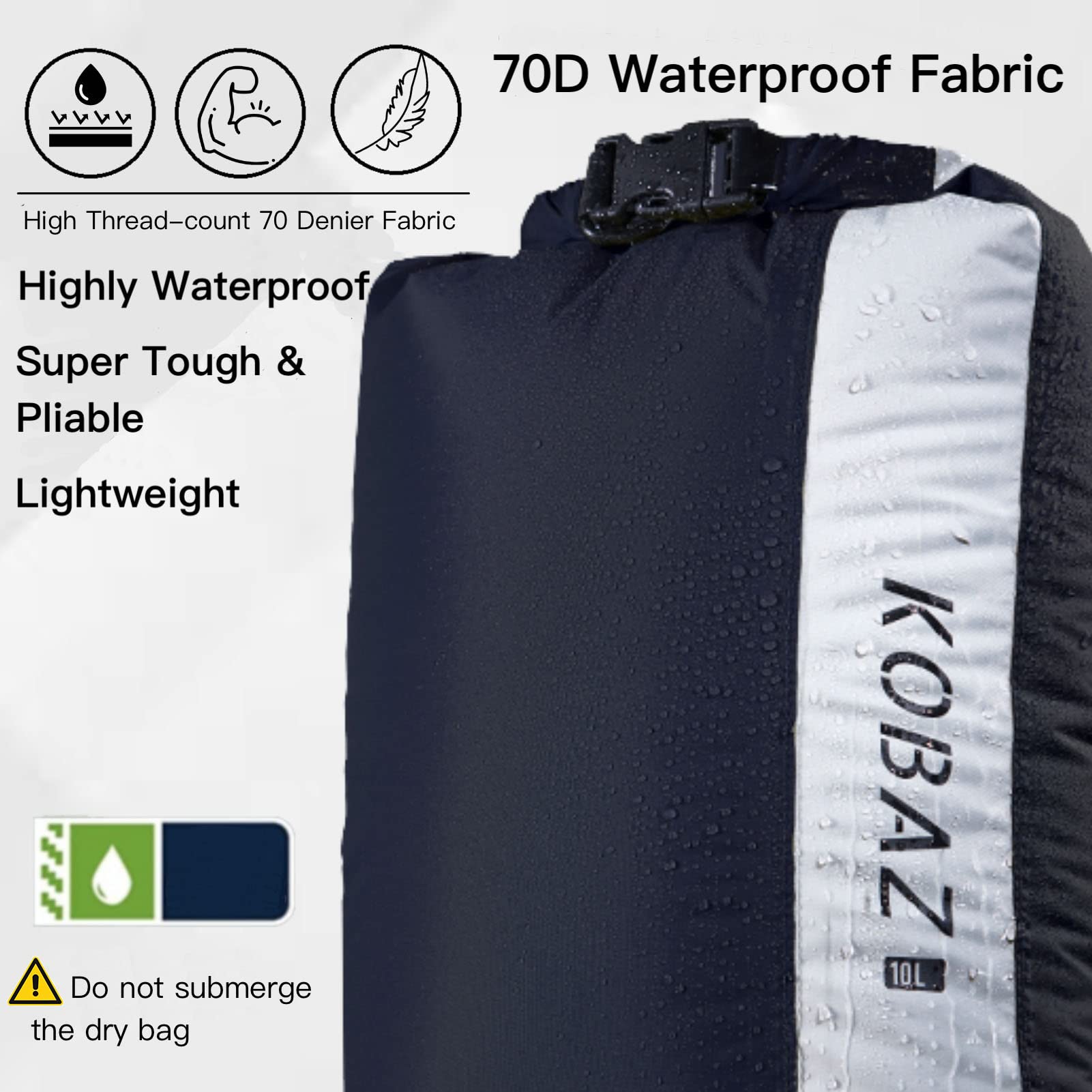 **10L/20L/35L Waterproof Dry Bag with Shoulder Strap - Ultra Lightweight Roll Top Dry Sack for Kayaking, Camping, Hiking & Beach - Waterproof Gear for Outdoor Adventures**