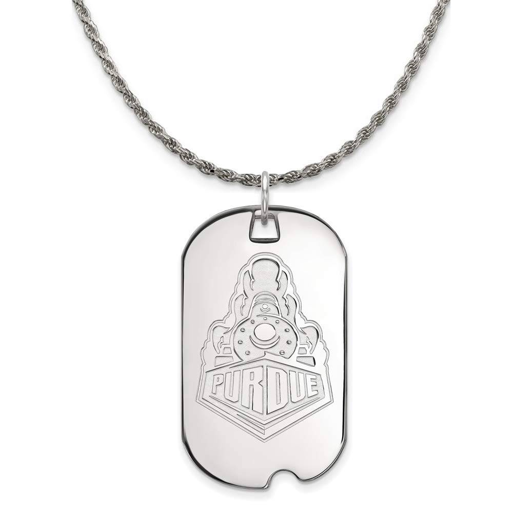 Sterling Silver Purdue Dog Tag Necklace - Elegant Black Bow Jewelry for Gifts & Fashion