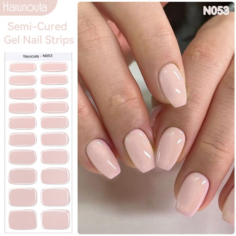 20 Tips Nude Semi Cured Gel Nail Strips - Long Lasting DIY Manicure Kit for Natural Nails - Perfect for Home Salon, Parties & Special Occasions