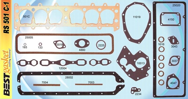 Chevy Master 194 Stovebolt 6 Cylinder Full Engine Gasket Set - High Quality Copper Head Gasket (1932-1940) - Perfect for Classic Car Restoration & Engine Rebuild Projects