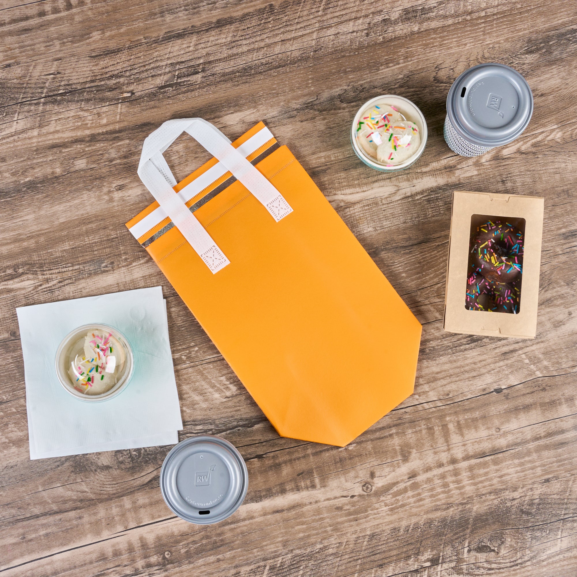 Orange Insulated Takeout Food Delivery Bag - Tamper Evident, 8.25