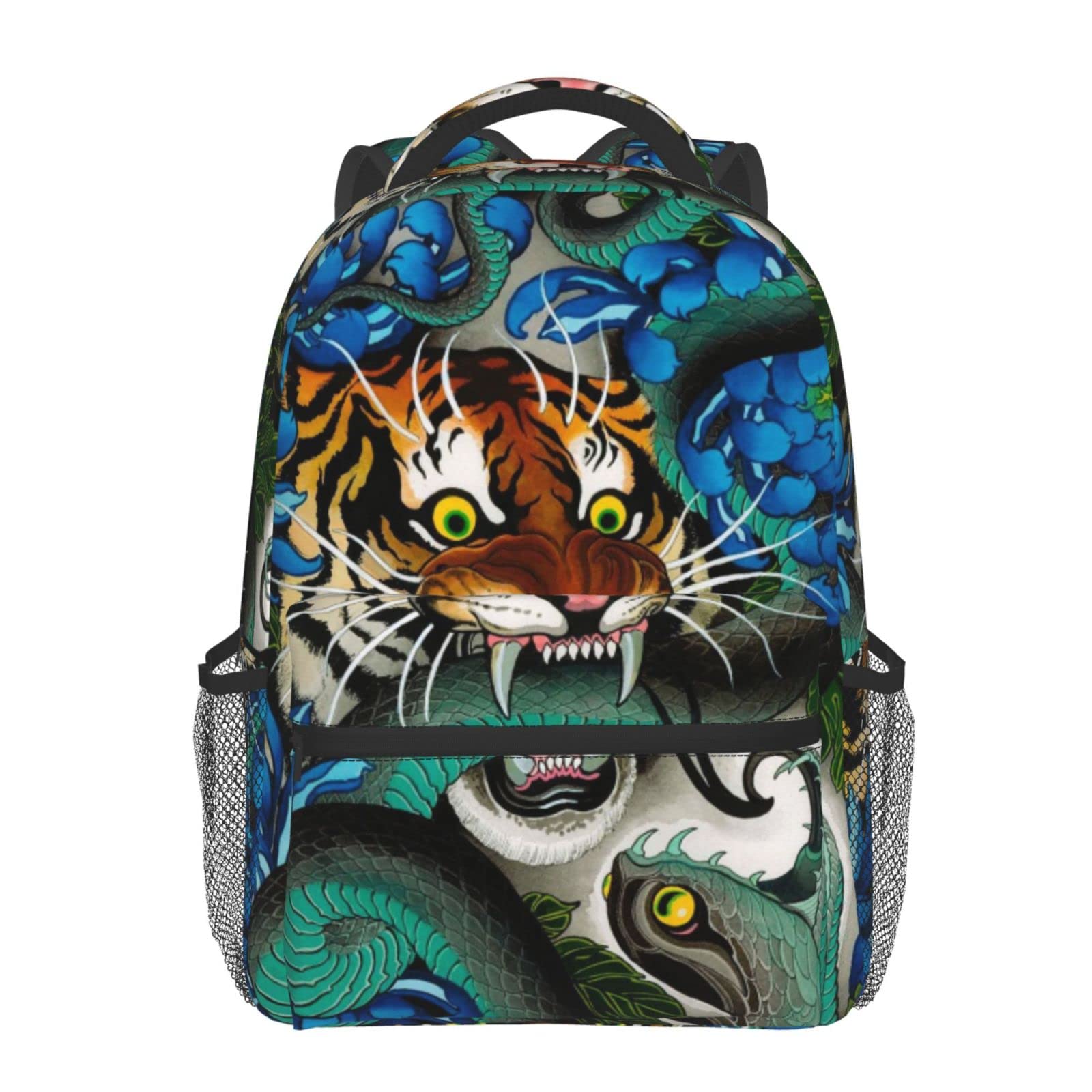 Japanese Tiger Snake Waterfall Backpack - Lightweight Travel Daypack for Women & Men | Work, College & Outdoor Use