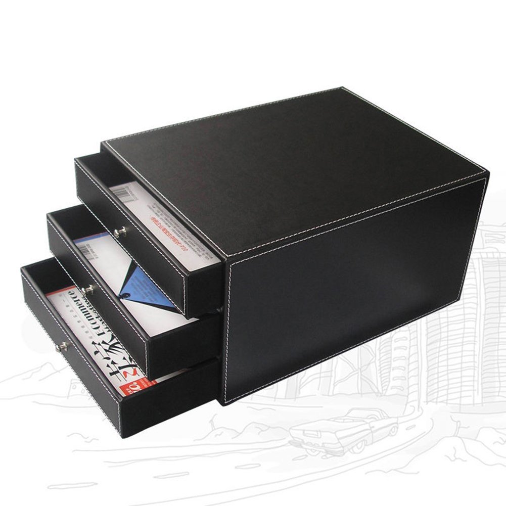 KINGFOM 10-Piece Office Desk Organizer Set - File Holder, Drawer Organizer, Pen Holder, Memo Paper Tray, Name Card Stand, Mouse Pad, Desk Mat, Crystal Display & Tissue Box Holder for Home & Office Workspace (T07H)