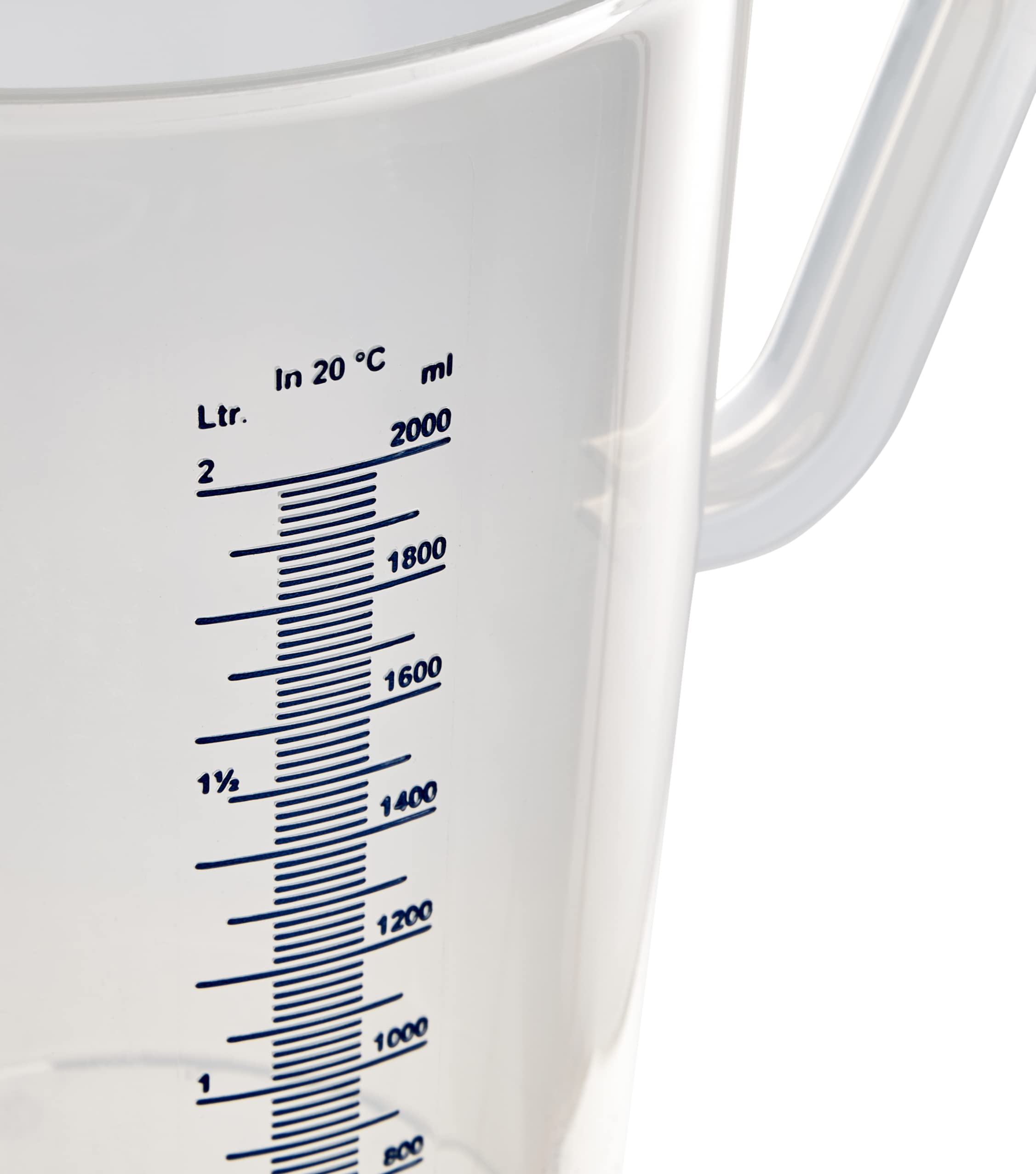 De Buyer 2L Transparent Plastic Graduated Measuring Jug Pot - 21.5cm Height for Baking, Cooking & Mixing - Perfect for Kitchen, Lab & DIY Projects