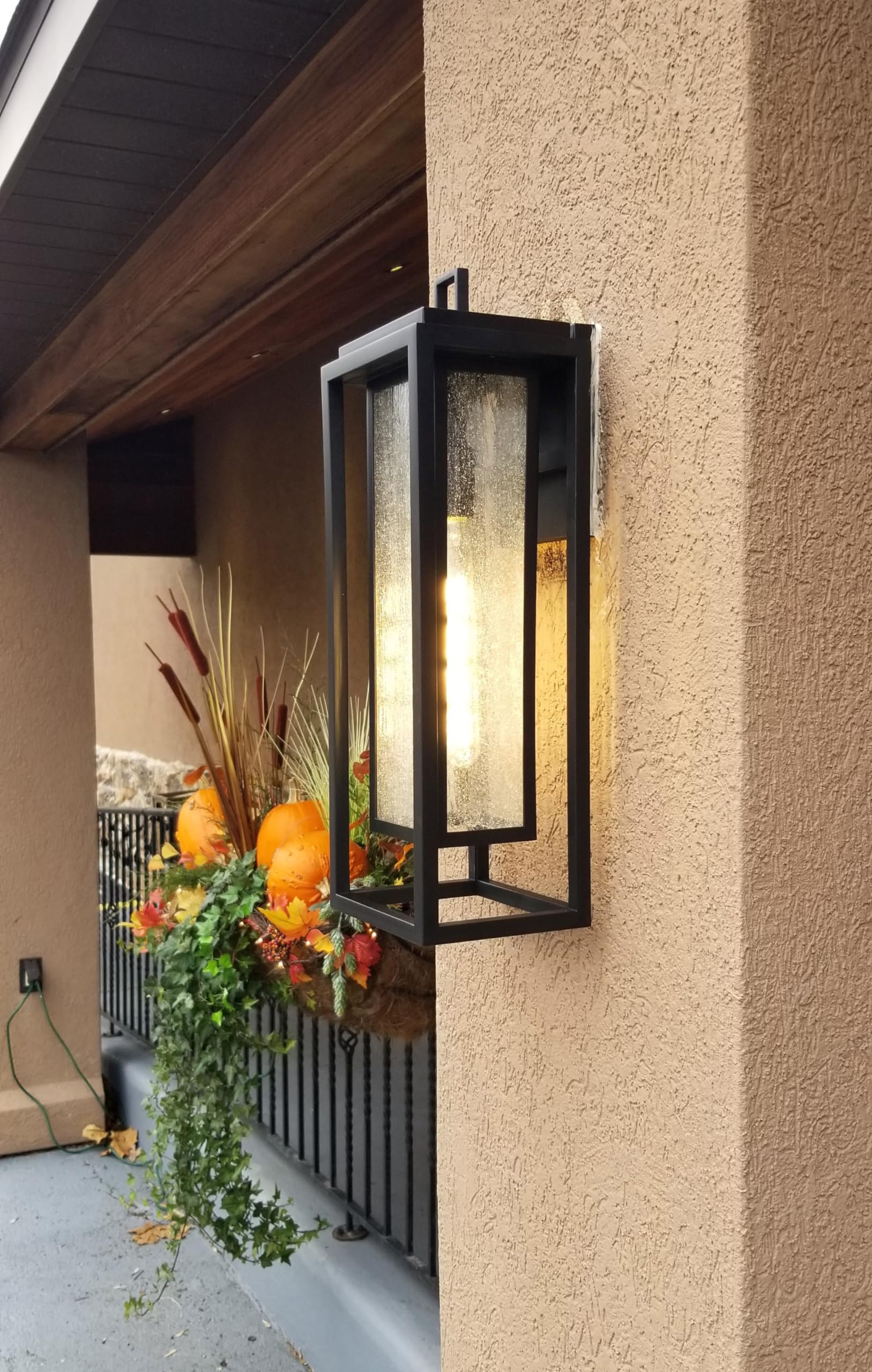 Hinkley Republic 1005BK Large Outdoor Wall Mount Lantern - Modern Black Composite Exterior Light with Anti-Fading Finish - Perfect for Porch, Patio, and Entryway Lighting