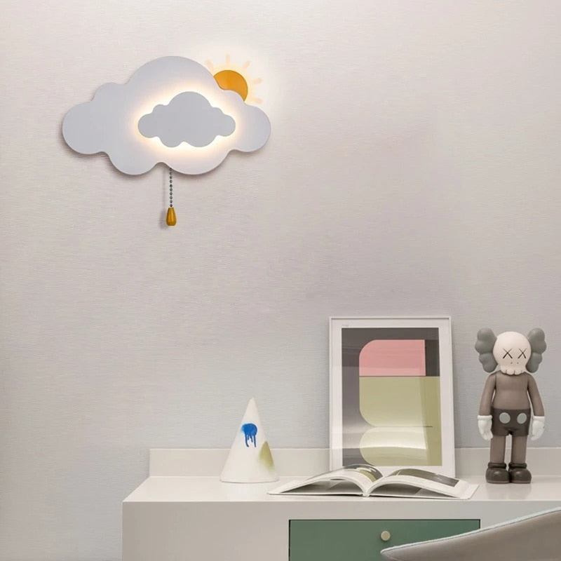 Sun Cloud Night Light Wall Lamp for Kids Room - Soft LED Nursery Lighting for Bedroom, Baby Room & Children's Play Area - Creates Calming Atmosphere for Sleep Time & Nighttime Comfort
