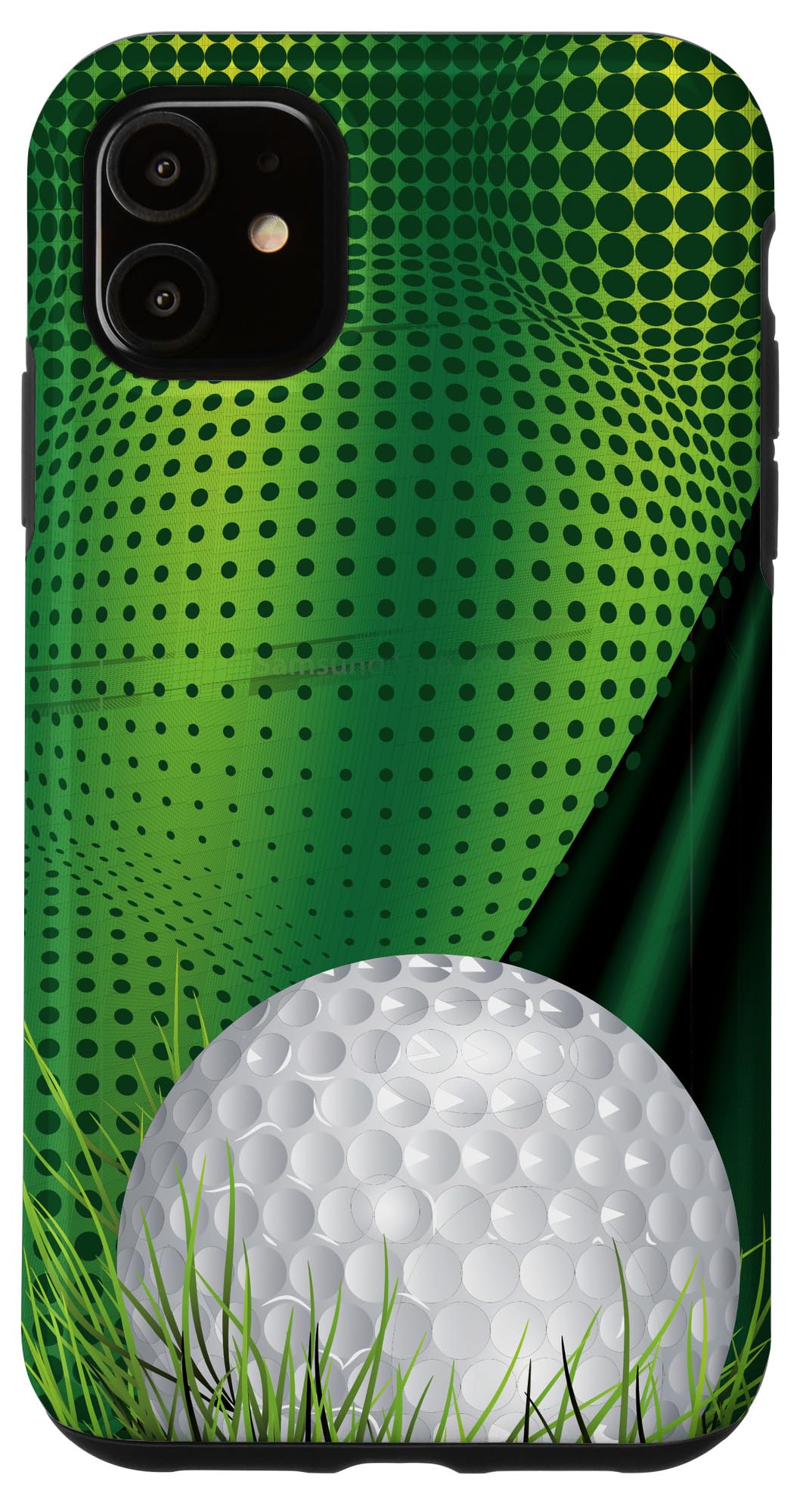 iPhone 11 Golf Ball Design Phone Case - Durable Protective Cover with Abstract Green Background - Perfect Gift for Golf Lovers & Everyday Use