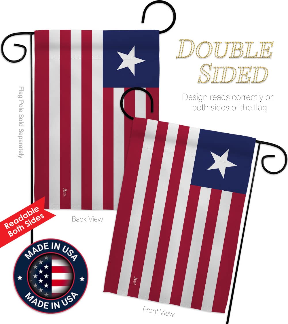 Americana Home & Garden Liberia Double-Sided Garden Flag Set with Stand - USA Made Patriotic Yard Decoration for International Country & Regional Pride - Perfect for Front Porch, Lawn Decor, and National Holiday Celebrations