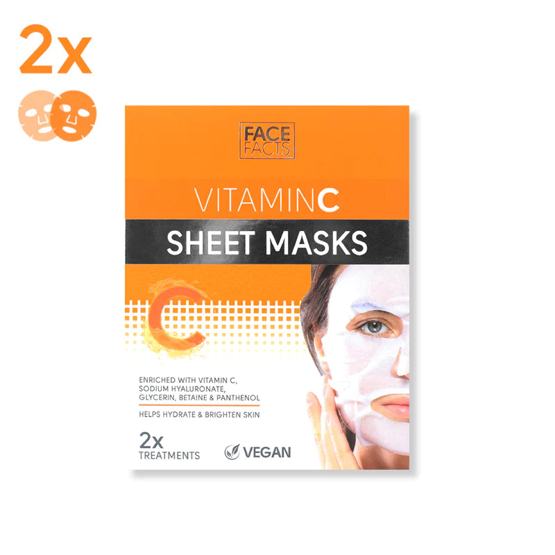 2 Pack Vitamin C Sheet Mask for Brightening & Hydration - Perfect for Skincare Routine & Spa Day at Home
