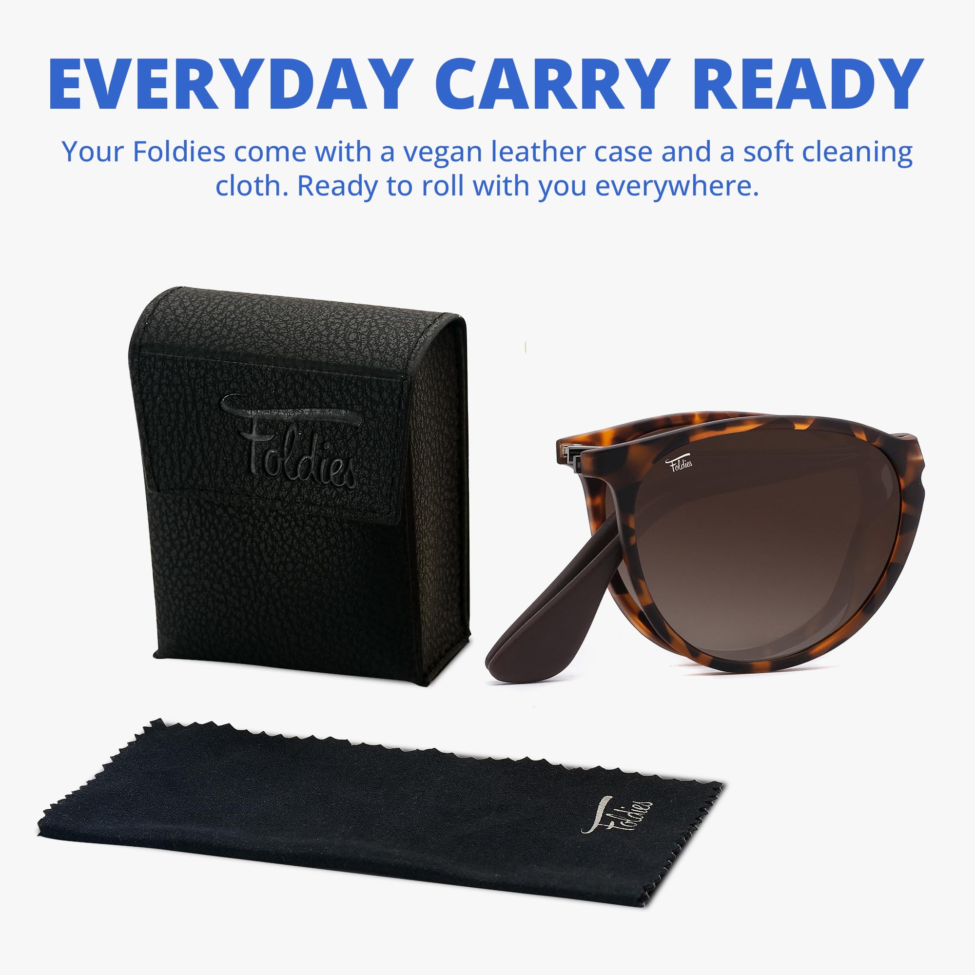 Milano Polarized Folding Sunglasses - UV400 Protection for Men & Women with Leather Case - Perfect for Travel, Driving & Outdoor Activities