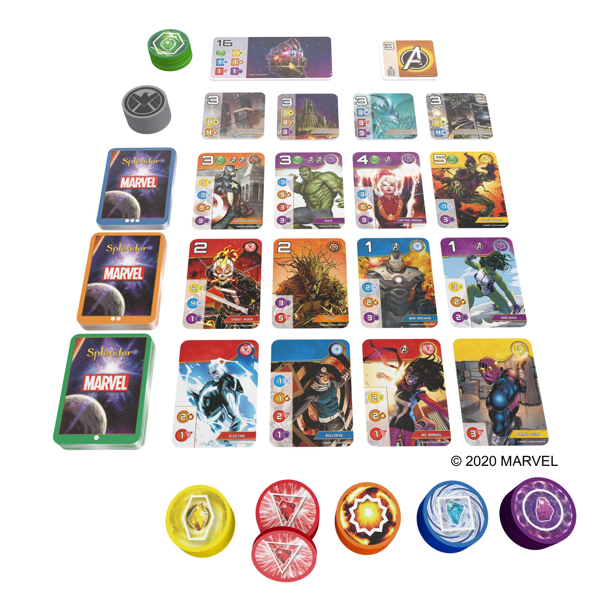 Splendor Marvel Board Game by Space Cowboys - Strategy Card Game for 2-4 Players Ages 10+ | Family Game Night Essentials | Perfect for Parties, Gifts & Indoor Activities | English Version