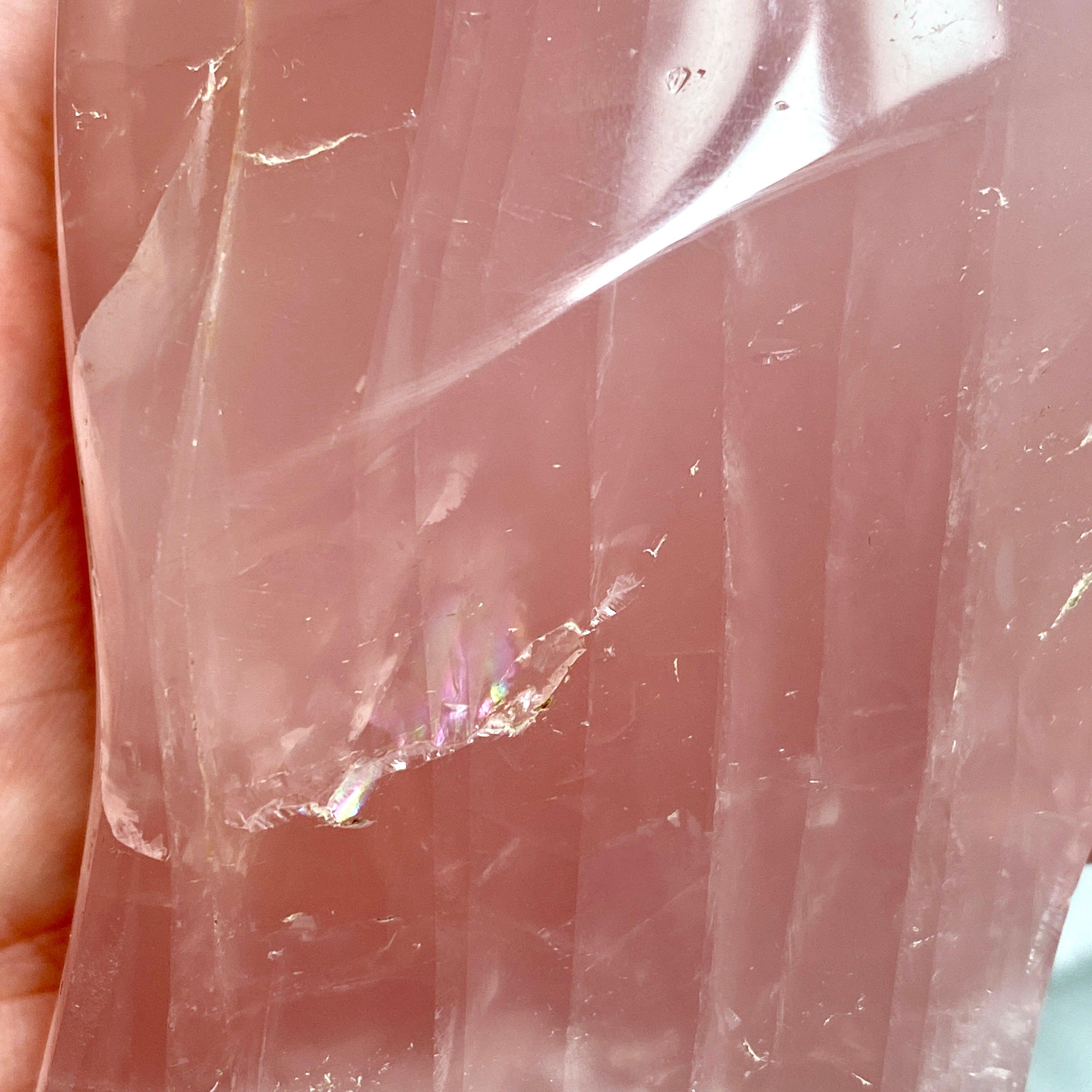 Rose Quartz Flame RQFL 02 - Natural Healing Crystal for Home Decor, Meditation & Spiritual Energy - Perfect for Yoga Rooms, Bedside Tables & Office Spaces