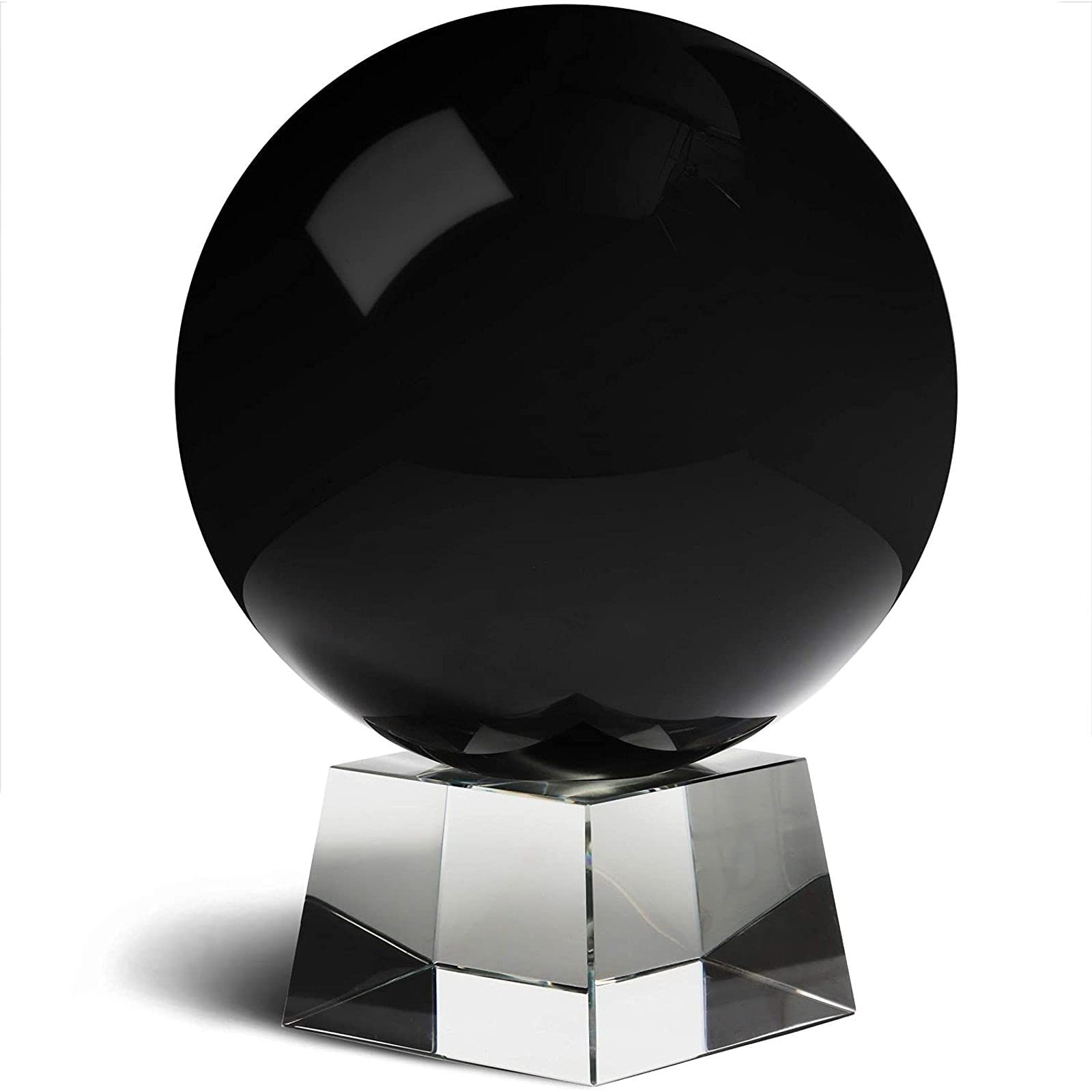 Premium 6-Inch Black Obsidian Crystal Ball with Wooden Stand - Healing Stone for Meditation, Feng Shui, and Home Decor - Perfect for Desk, Office, or Spiritual Altar
