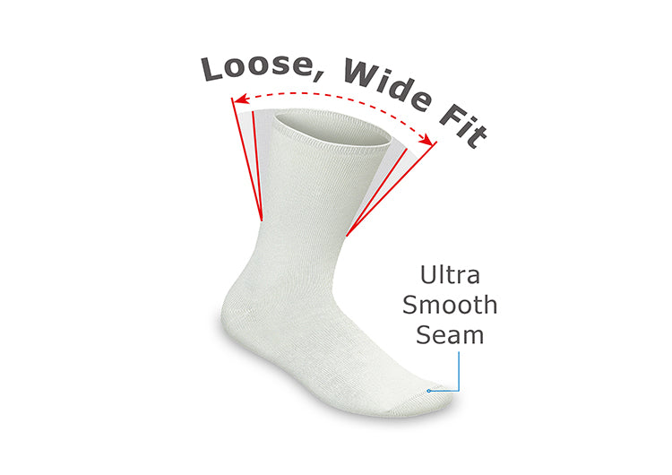 Comfortable Diabetic Socks for Men & Women - Breathable White Cotton Dress & Casual Socks - Ideal for Daily Wear, Work & Travel