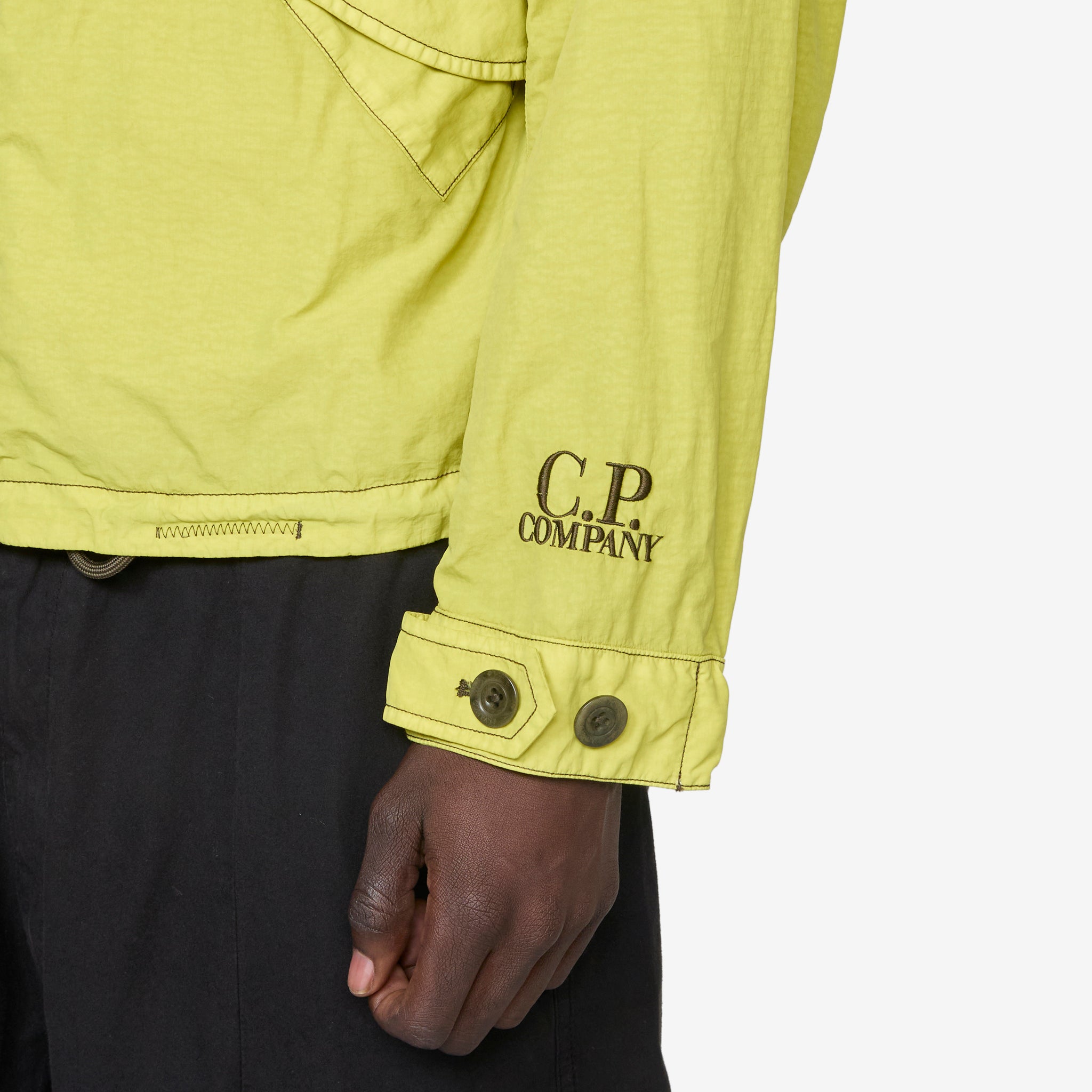 Contrast Flat Nylon Hooded Jacket in Cress Green - Lightweight Waterproof Windbreaker for Outdoor Hiking & Urban Streetwear
