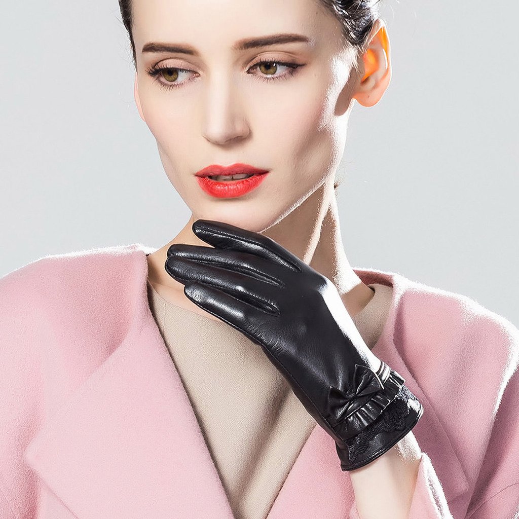 XOMO Women's Lambskin Leather Driving Gloves - Soft Warm Winter Gloves for Ladies - Perfect for Cold Weather Commuting & Outdoor Activities