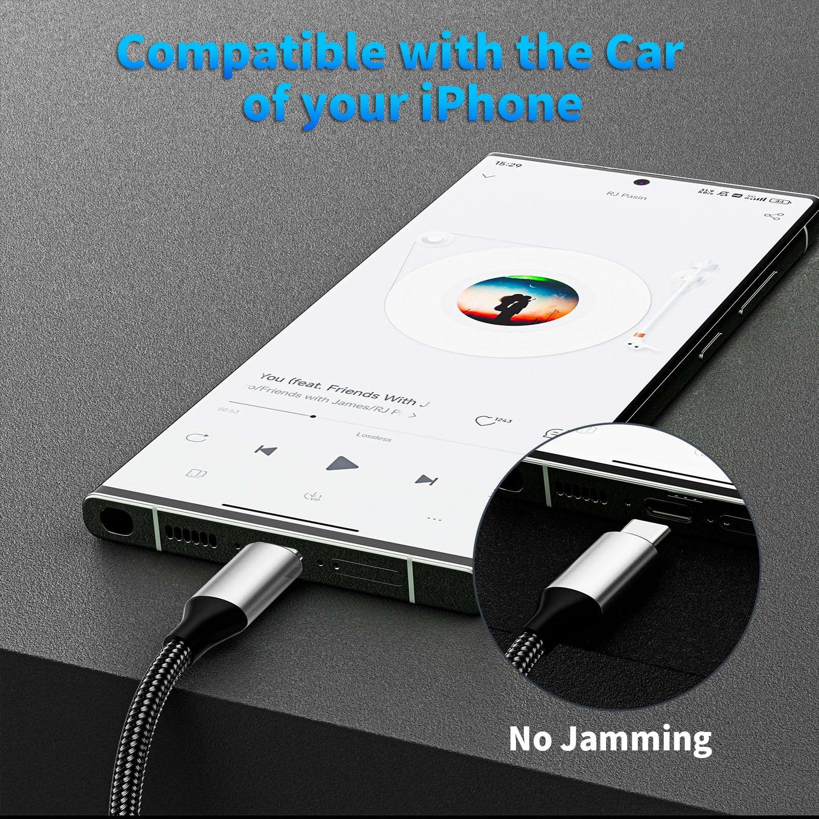 2 Pack MFi Certified USB C to 3.5mm Aux Cable for iPhone 15/15 Plus/15 Pro/15 Pro Max - 3.3ft Car Audio Adapter Compatible with Galaxy S24/S23/S22 & iPad Pro/Air/Mini - Perfect for Road Trips & Hands-Free Calling