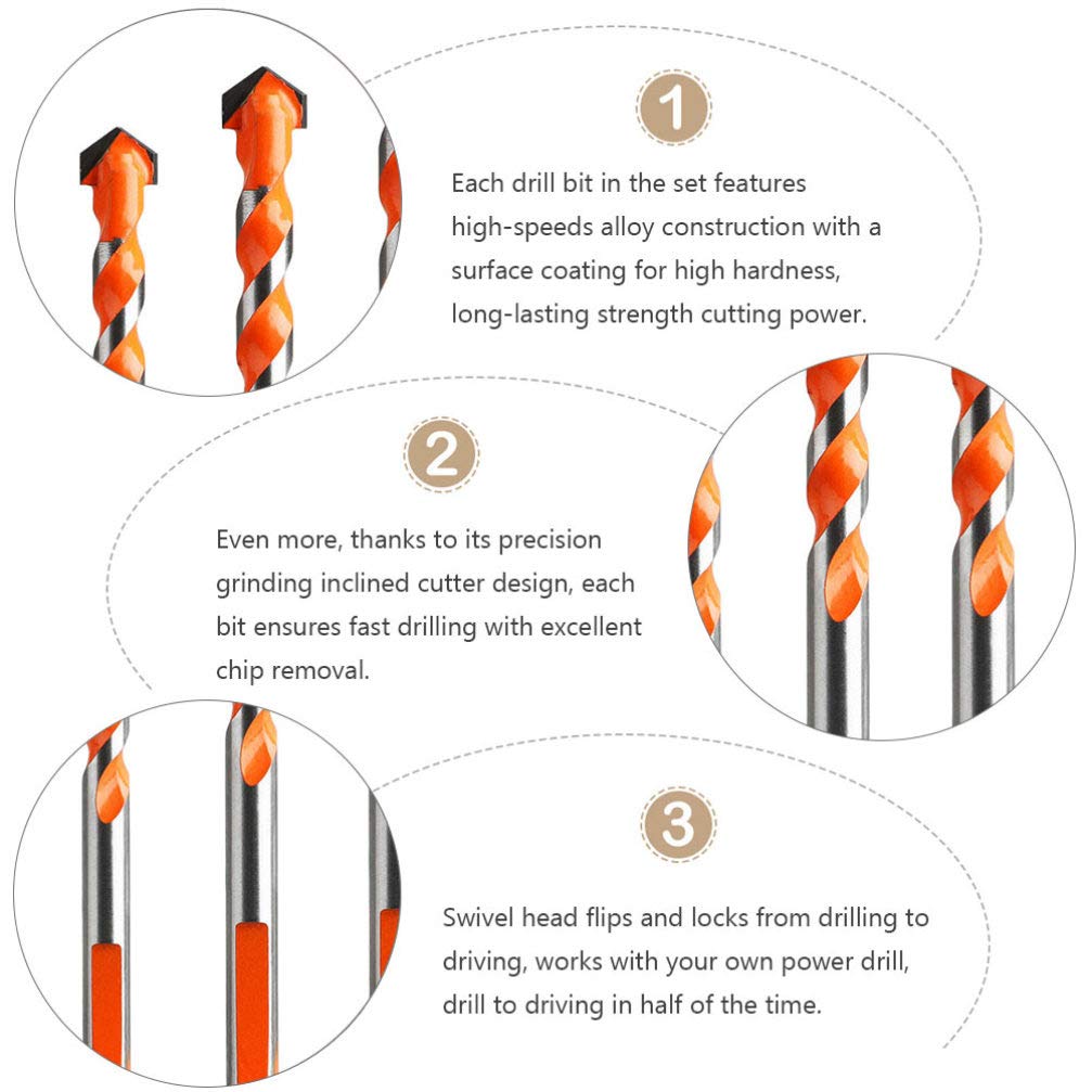 5pcs Overlord Alloy Triangle Spiral Drill Bits - High-Speed Steel Rotary Hole Opener for Electric Drills - Perfect for Wood, Metal & Plastic DIY Projects