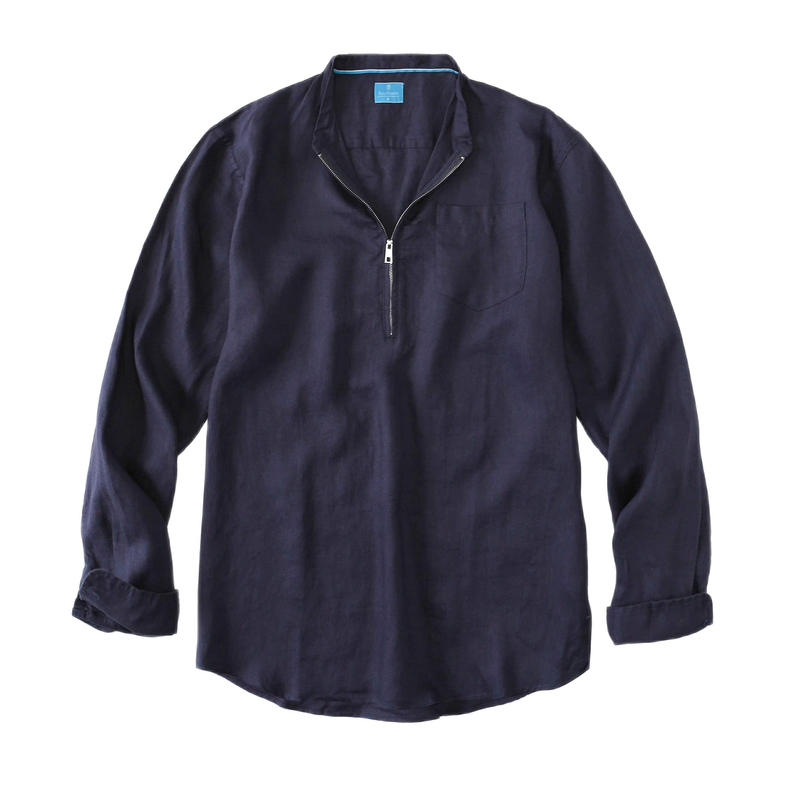 100% Linen Half-Zip Pullover Shirt for Men | Breathable & Comfortable Linen Top | Perfect for Summer, Casual Wear & Outdoor Activities