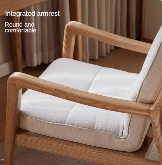 Modern Oak Solid Wood Cross-Legged Chair with Backrest - Perfect for Living Room, Dining Room, and Home Office Seating