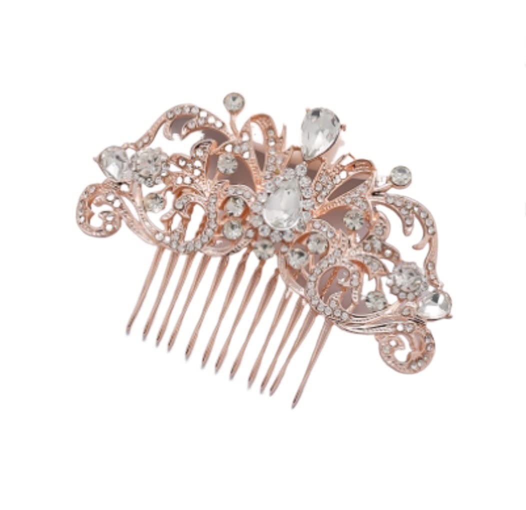 Crystal Rhinestone Pearl Bridal Hair Comb for Women - Wedding Hair Jewelry Crown Side Comb Clip (Blue) | Perfect for Brides, Prom, Formal Events & Special Occasions