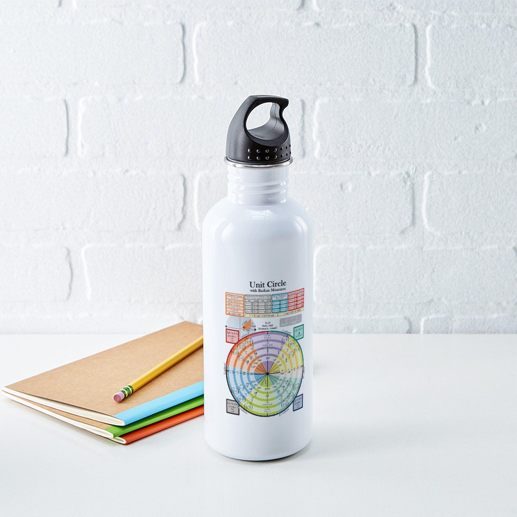 Unit Circle with Radians Stainless Steel Water Bottle - 1.0L (34 oz) Insulated Water Bottle for School, Gym & Outdoor Activities | Math Teacher Gift & STEM Student Accessory