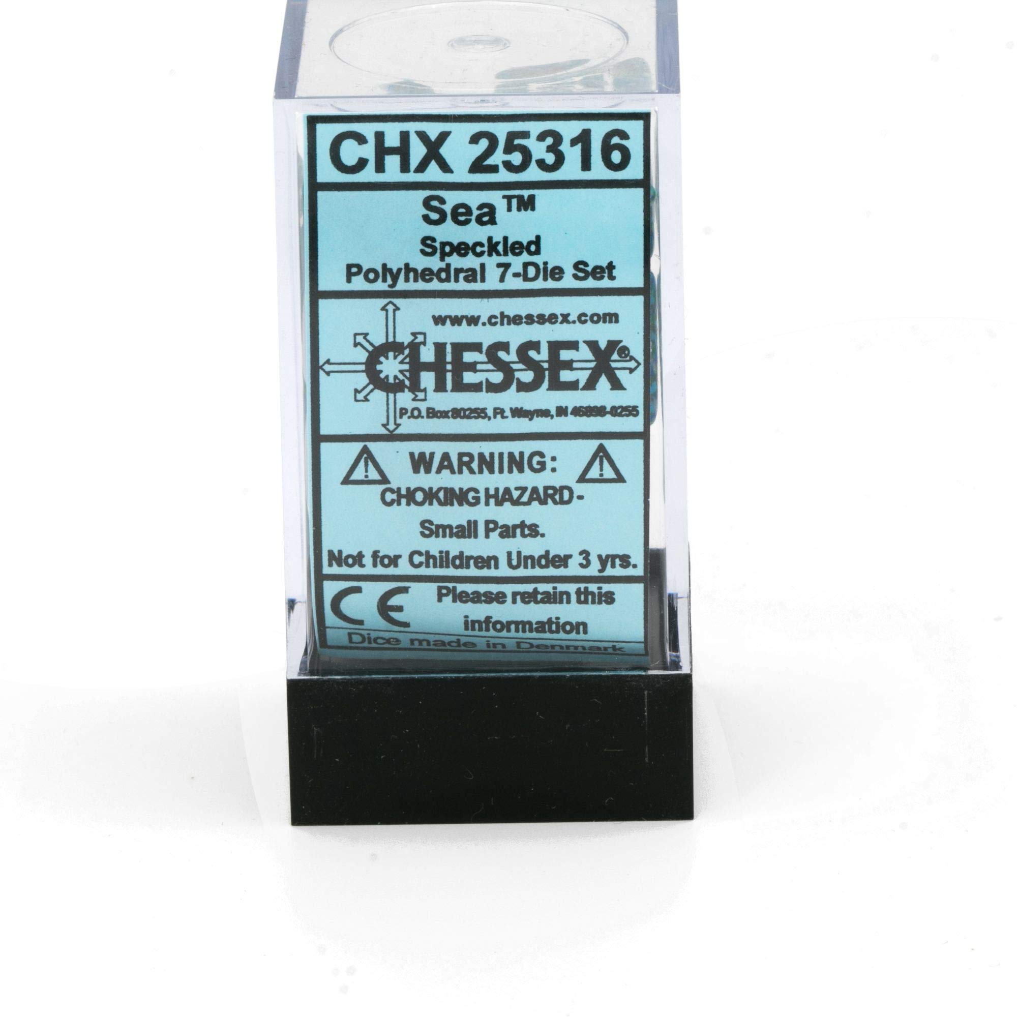 Premium Chessex D&D Dice Set - 16mm Speckled Sea Plastic Polyhedral Dice for Dungeons & Dragons (7-Piece Set: D4, D6, D8, D10, D12, D20, D%) - Perfect for Tabletop RPG Gaming, DND Campaigns & Collectors