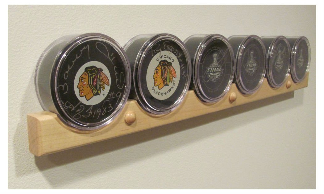 6-Piece Hockey Puck Display Case Holder & Rack - Wall Mounted for Collectible NHL Pucks - Perfect for Sports Memorabilia, Man Cave, and Hockey Fan Gifts