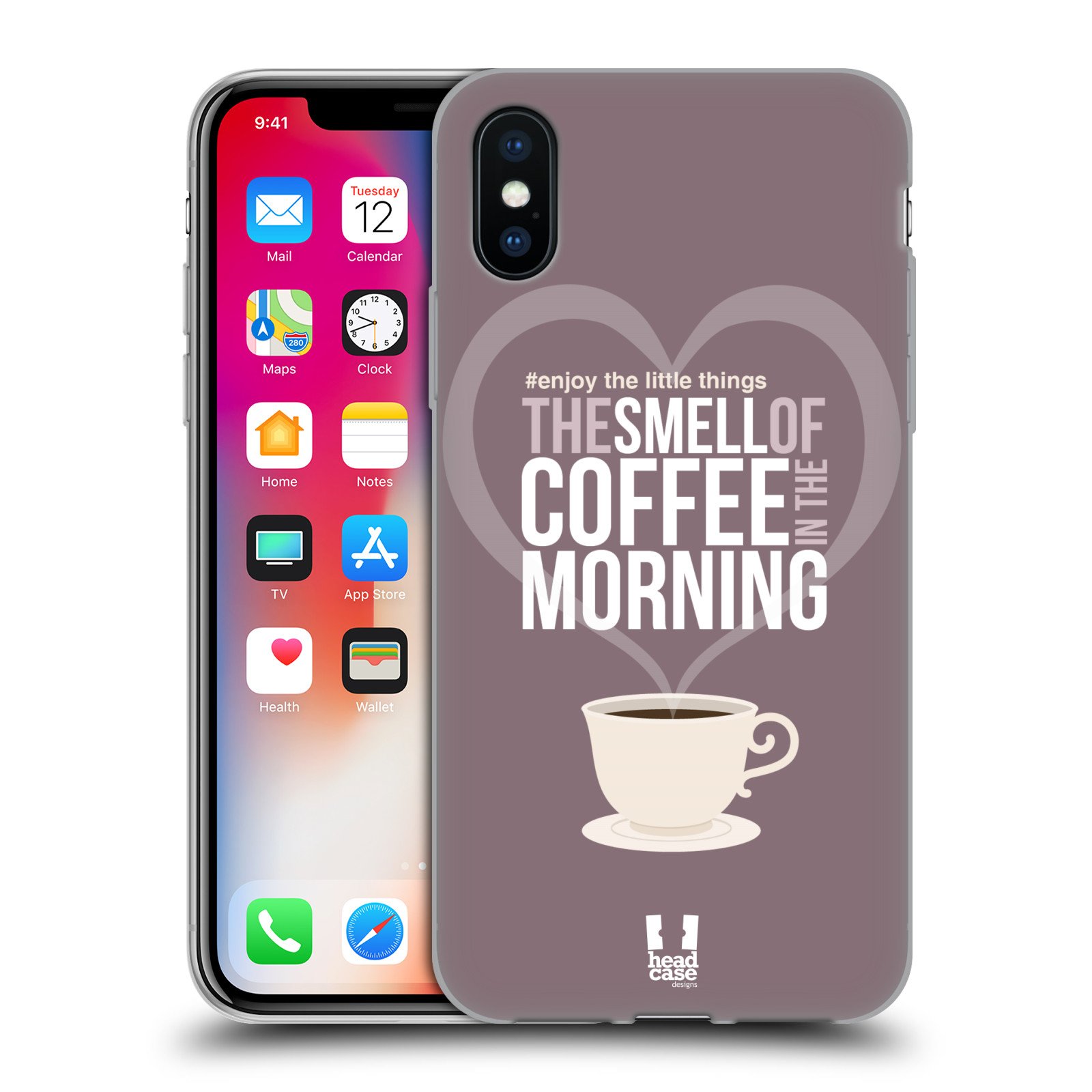 Head Case Designs Coffee 'Enjoy The Little Things' Soft Gel Phone Case - Compatible with Apple iPhone X/Xs (5.8 Inch) | Cute Coffee Lover Gift for Women & Men | Perfect for Office, Home & Travel Use