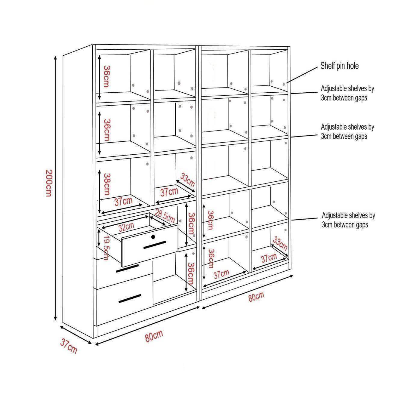 Moselle II Display Bookshelf - Modern Wooden Bookcase for Home & Office - Perfect for Living Room, Bedroom, and Study Organization