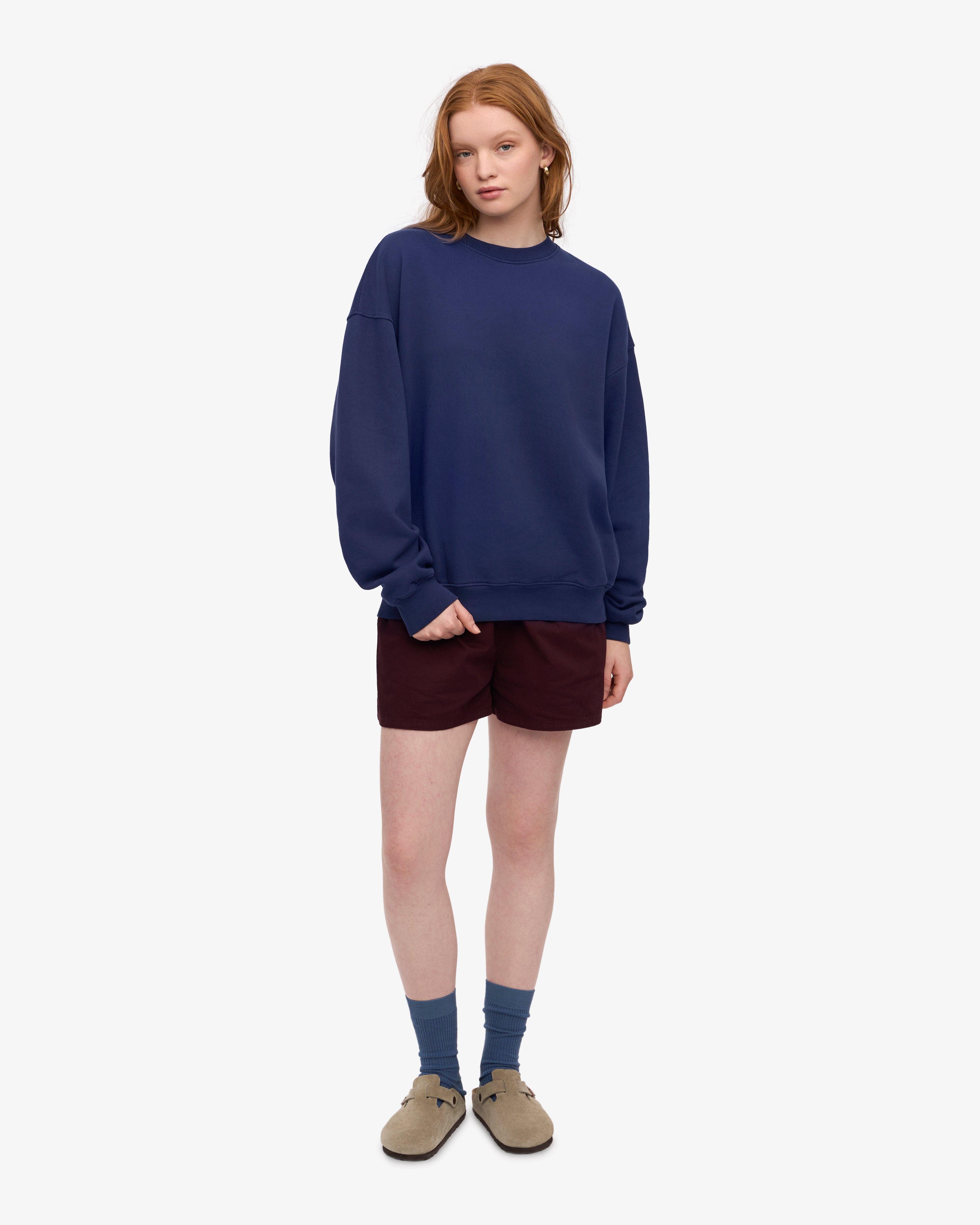 Organic Oversized Crewneck Sweatshirt for Women - Soft & Comfortable Marine Blue Pullover - Perfect for Casual Wear, Loungewear & Street Style