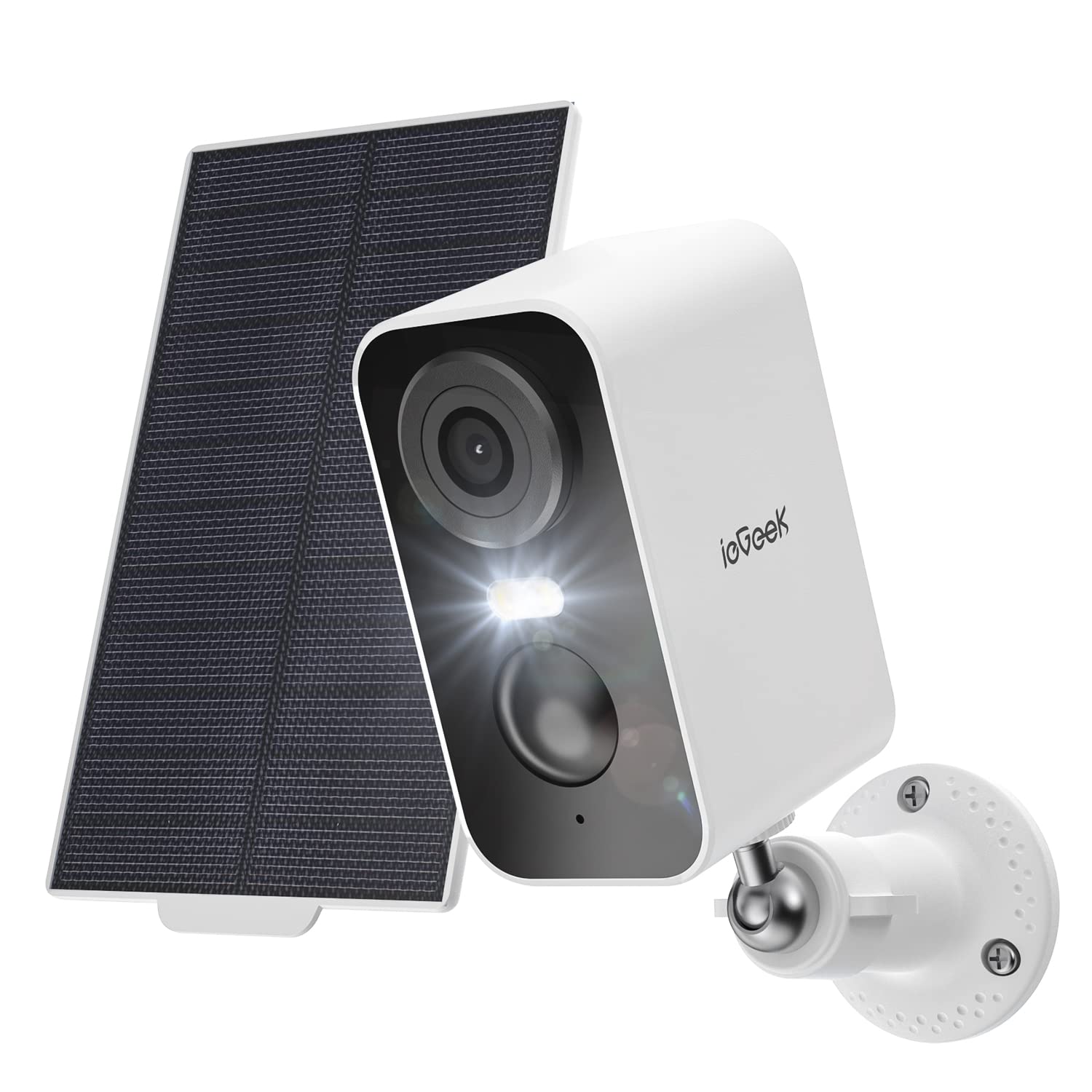 ieGeek 2K Solar Security Camera Outdoor Wireless - No Monthly Fee, Color Night Vision, Battery Powered CCTV Camera System, WiFi Outdoor Home Security Camera with Sound, Floodlight Alarm & Motion Detection - Ideal for Home, Garage, Yard & Property Surveillance