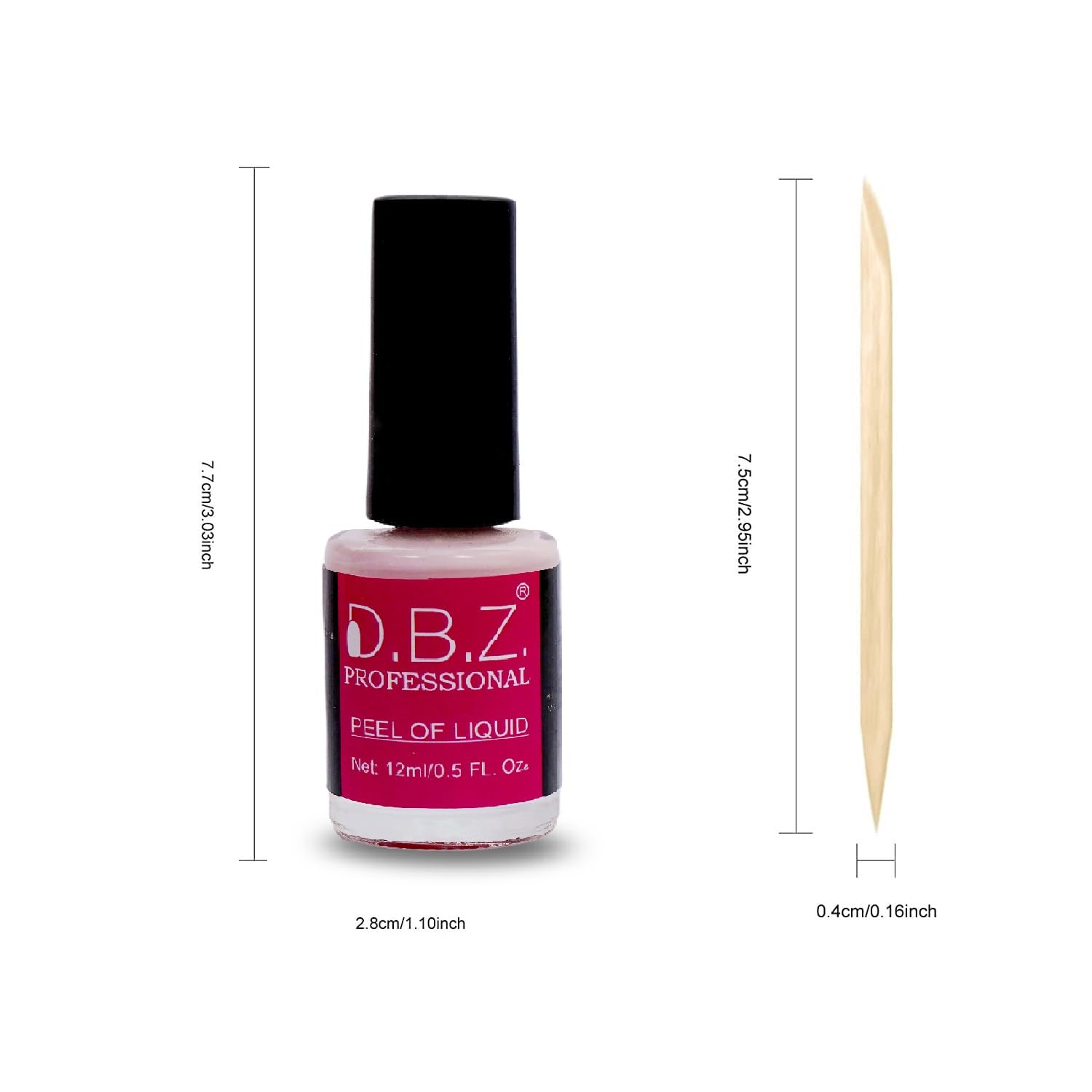 D.B.Z.® 12ml Nail Peel Off Liquid Tape Set – Latex Cuticle Guard & Skin Barrier for Gel Manicure, Includes 2 Free Wooden Cuticle Sticks | Perfect for Nail Art, Polish Protection & DIY Manicures at Home