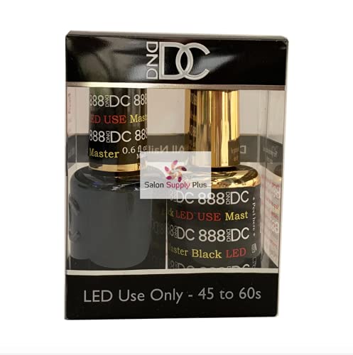 DND DC #888 Master Black Gel & Lacquer Nail Polish Set - Pure Black Nail Polish for Salon & Home Manicure - Long Lasting High Gloss Finish for Professional & DIY Nail Art