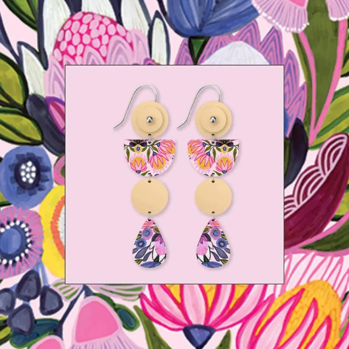 Protea Magnifica Modern Chandelier Drop Earrings - Elegant Floral Statement Jewelry for Women - Perfect for Weddings, Parties & Special Occasions
