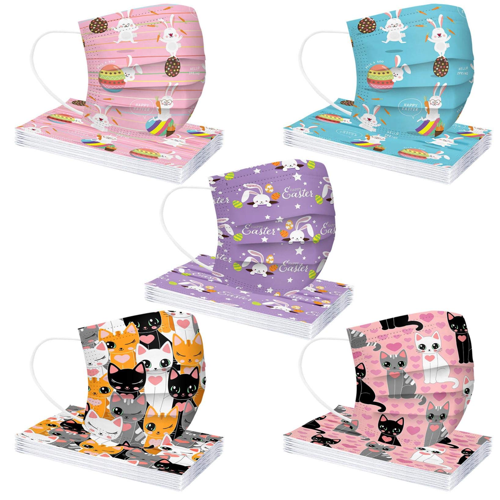 Easter Bunny Face Masks for Adults - Disposable Rabbit Easter Egg Design Adjustable Full Face Cover - Perfect for Easter Parties, Egg Hunts & Spring Celebrations