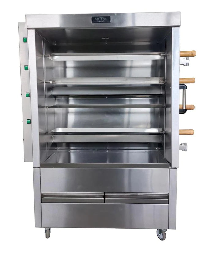 AMTPO Commercial Gas Chicken Rotisserie Grill - Heavy Duty Stainless Steel, 20 Chickens Capacity (FRG4VE) - Perfect for Restaurants, Catering & Outdoor BBQ Parties