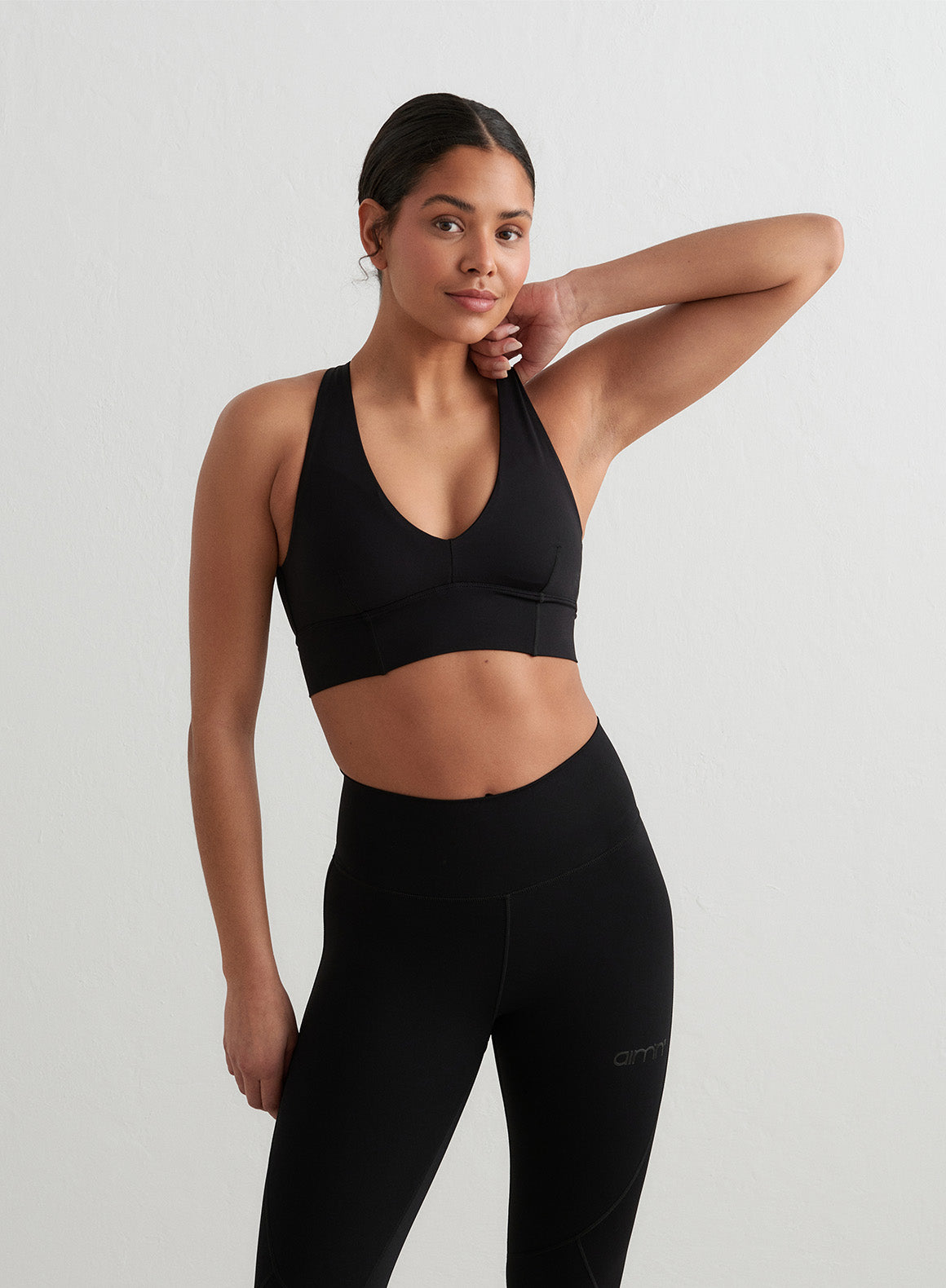 Black Sculpting Crossed Back Bra - Seamless Support for Yoga, Workouts & Everyday Comfort | Women's Activewear