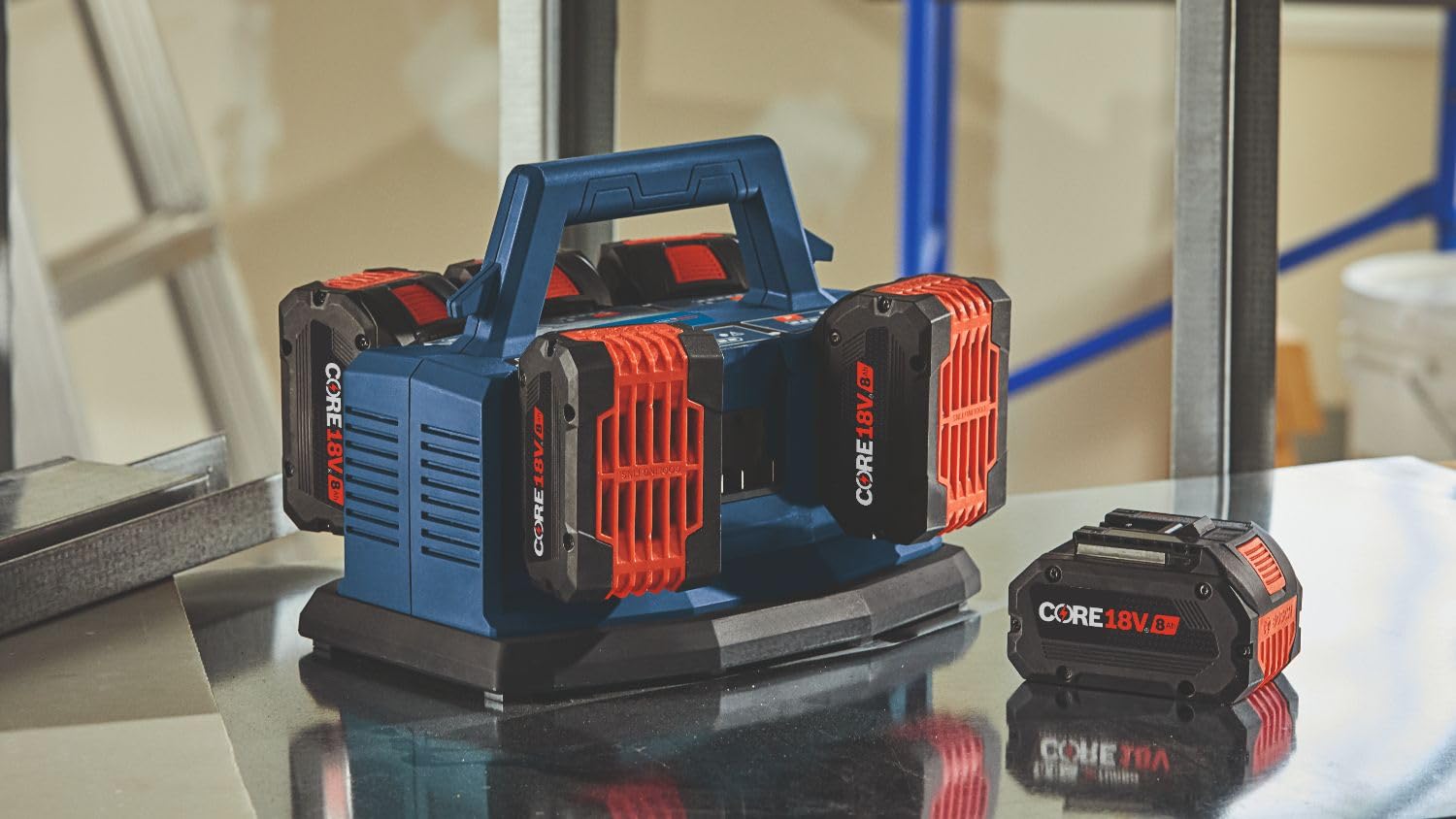 BOSCH GAL18V6-80 18V 6-Port Fast Lithium-Ion Battery Charger for Power Tools - Quick Charge for Drills, Saws & More | Perfect for Construction & DIY Projects