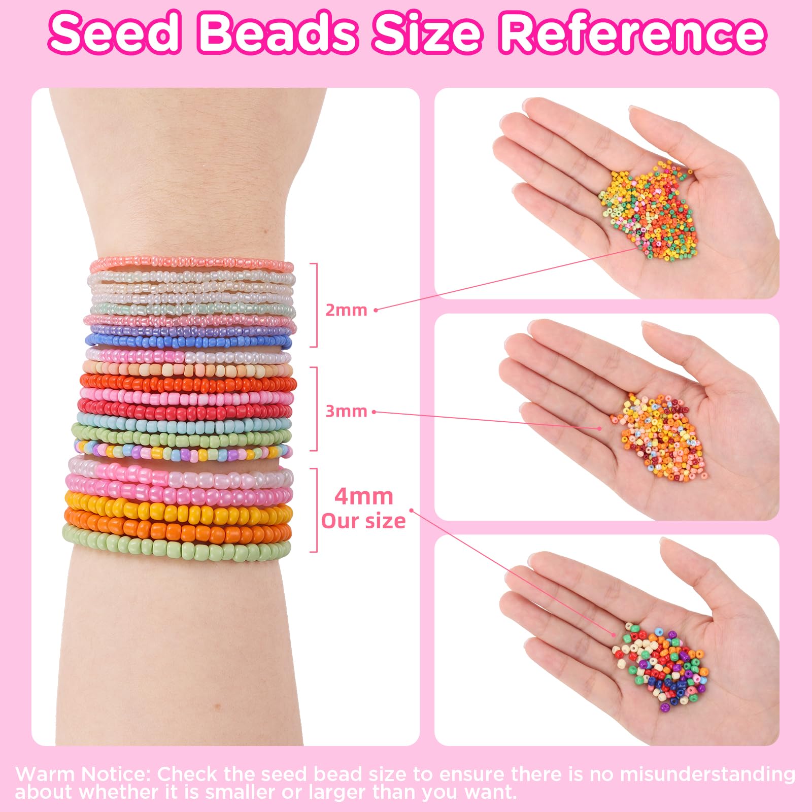 Funtopia 13000+ 4mm Glass Seed Beads for Jewelry Making - 120 Color Bead Kit with Alphabet Letters & Smiley Faces - DIY Bracelet, Friendship Bracelet, Necklace Making Supplies - Perfect for Crafts, Gifts & Kids Art Projects