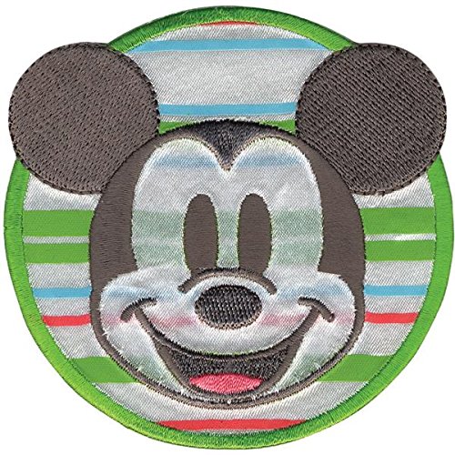 Disney Mickey Mouse Iron-On Applique with Stripes - Perfect for DIY T-Shirts, Hats, and Kids' Clothing Crafts