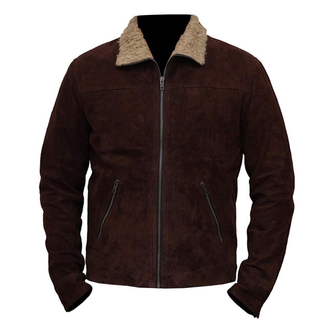 Rick Grimes The Walking Dead Season 5 Genuine Suede Leather Jacket with Fur Collar | Cosplay Costume, Halloween Outfit, TV Show Merchandise