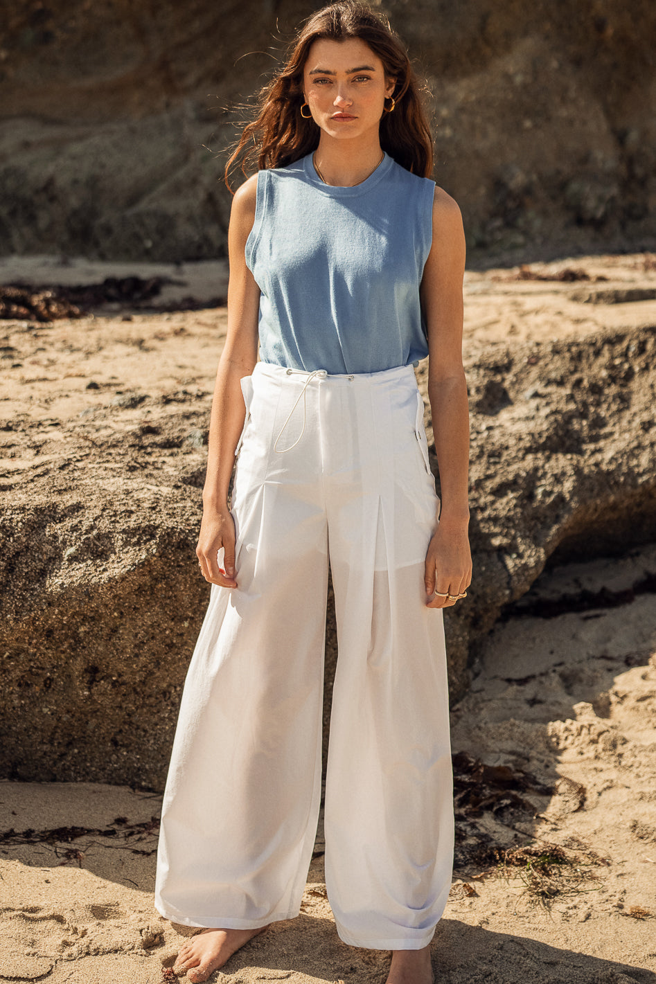 Dream Nylon Pants for Women - White Comfortable Stretchy Trousers | Perfect for Yoga, Travel & Casual Wear | Final Sale